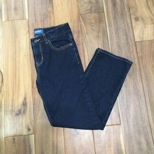 Boys OLD NAVY straight leg jeans 10 Husky dark denim adjustable waist pants